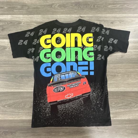 Vintage NASCAR Shirt Mens Large Jeff Gordon AOP Racing DuPont Rainbow 90s USA - Picture 4 of 4